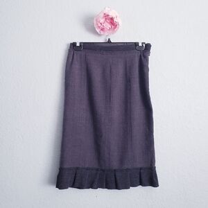 Sonia Rykiel Gray Contrasting Ruffle Hem Wool Blend Skirt